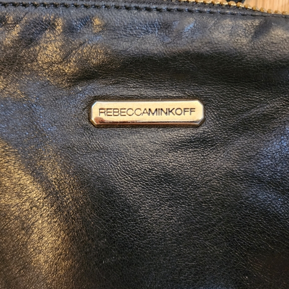 Rebecca Minkoff Moto 3 Zip Leather Chain Crossbody Handbag Plum 9”W x 6”H - Picture 8 of 11